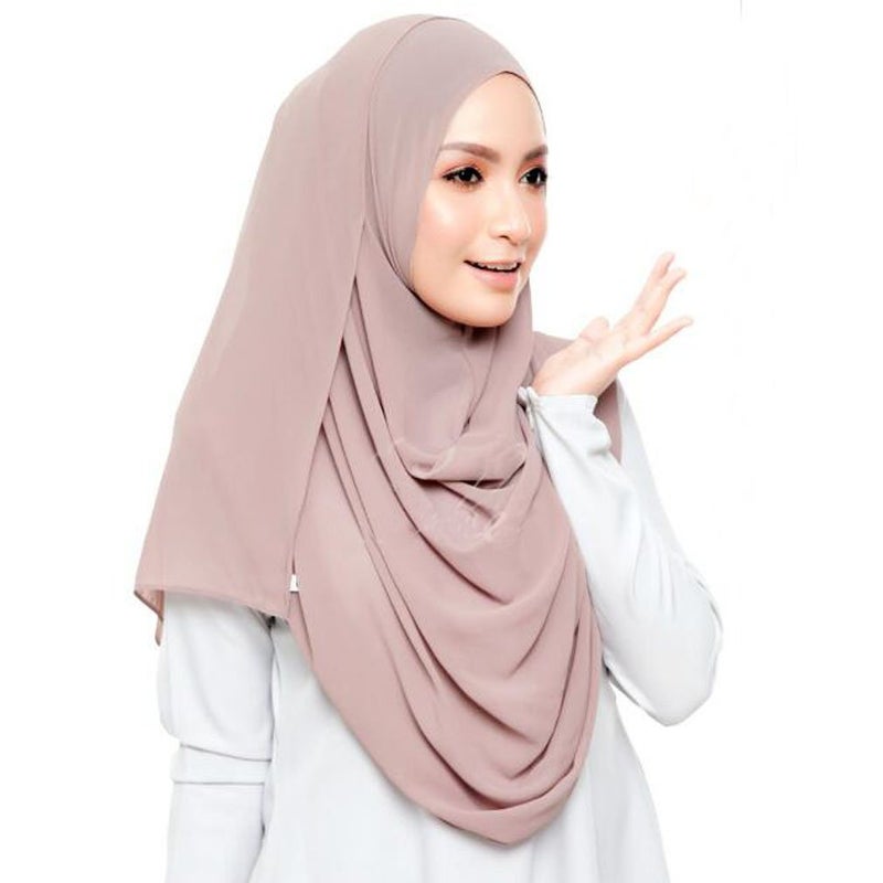 LMVERNA Chiffon Hijab Scarf Solid Color Luxurious Soft Hijab Long Scarf Wrap Scarves (Light khaki) - Image 1